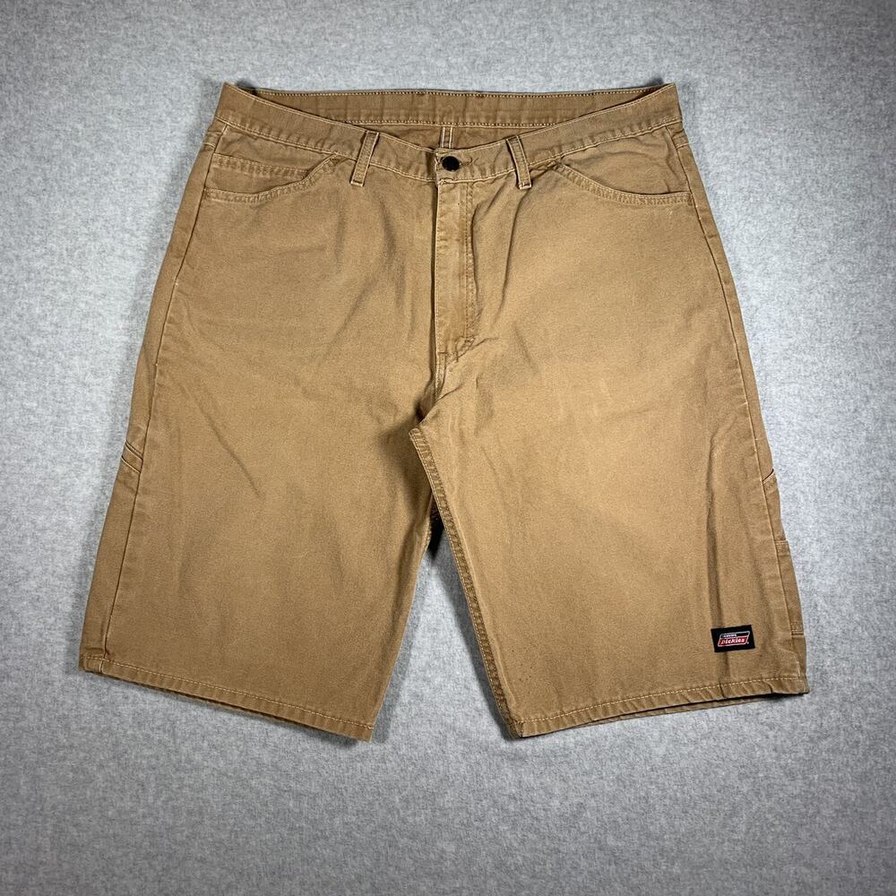 Dickies Utility Canvas Shorts Men's 38 Brown Flat Front Outdoors Workwear